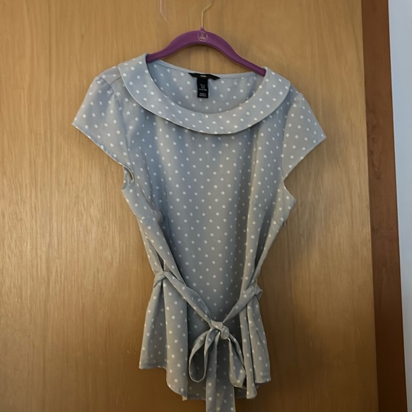 H&M Polka dot top tie sash gray & white - Picture 1 of 4